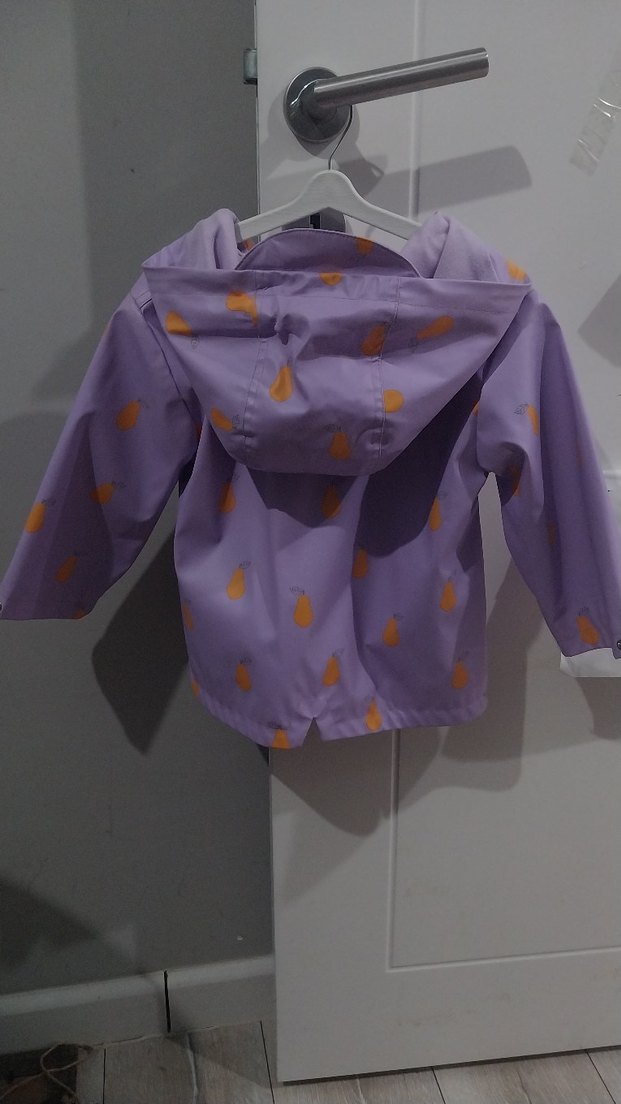 Zara Kız Çocuk Mor Armut Desenli Düğmeli Yağmurluk - Görsel 4