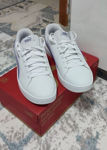 43 numara Puma Beyaz Mor Günlük Spor Ayakkabı - Görsel 2