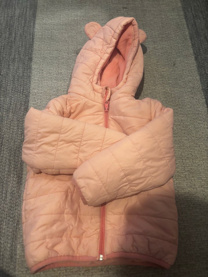 Kız Çocuk Kapüşonlu Fermuarlı Pembe Mont - Görsel 2