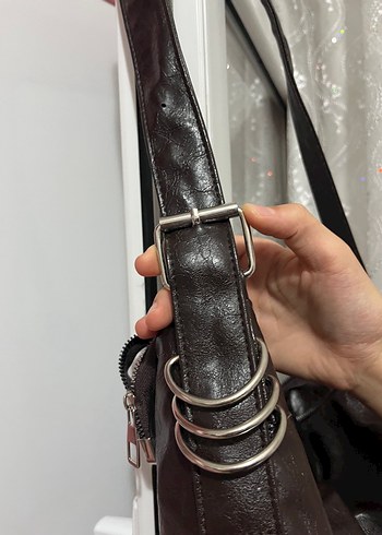 Beden kahverengi Renk Kahverengi Deri Gotik Y2K Vintage Çapraz Çanta