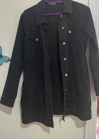 Siyah Düğmeli Kadın Denim Ceket