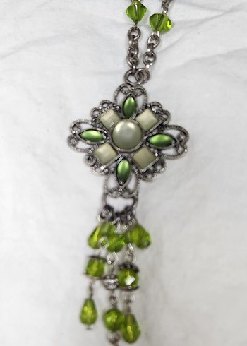 American Vintage Vintage Yesil Tasli Cicekli Uzun Kolye