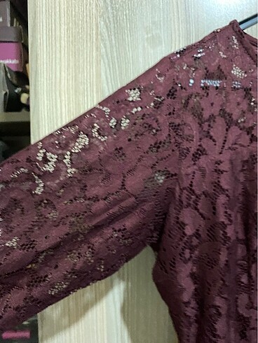 38 Beden Bordo dantelli elbise