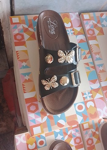 Kelebek Tokalı siyah Kadın Terlik