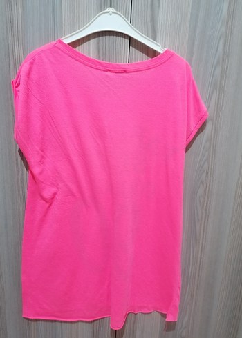 Diğer Kız Çocuk Pembe vYaka Baskılı Tişört