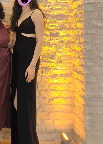 V Yaka Siyah Uzun Gotik Kadın Elbise