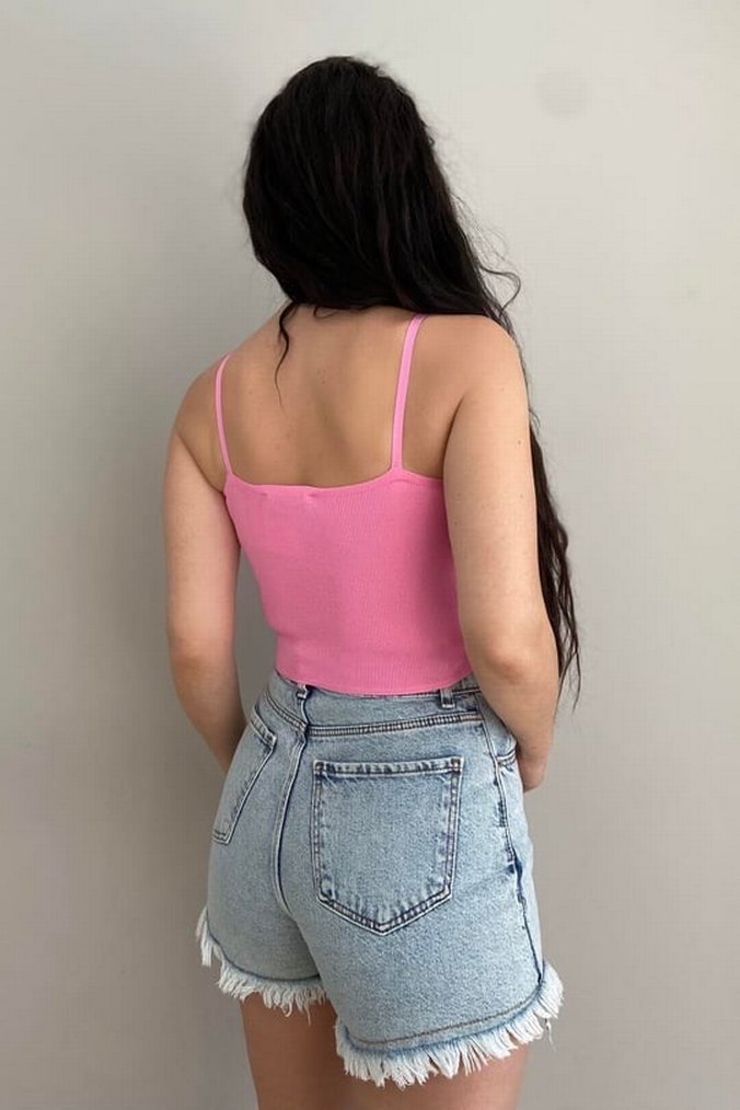 V Yakalı Pembe Kadın Büstiyer - Görsel 2