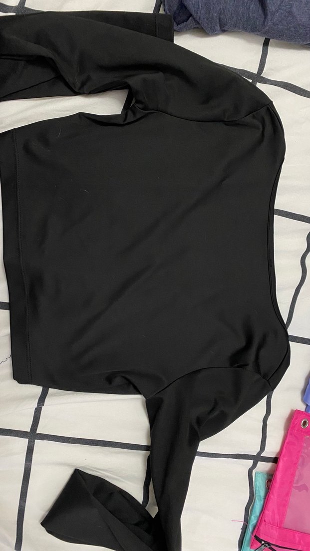 Siyah V Yaka Uzun Kollu Kadın Bluz - Görsel 2