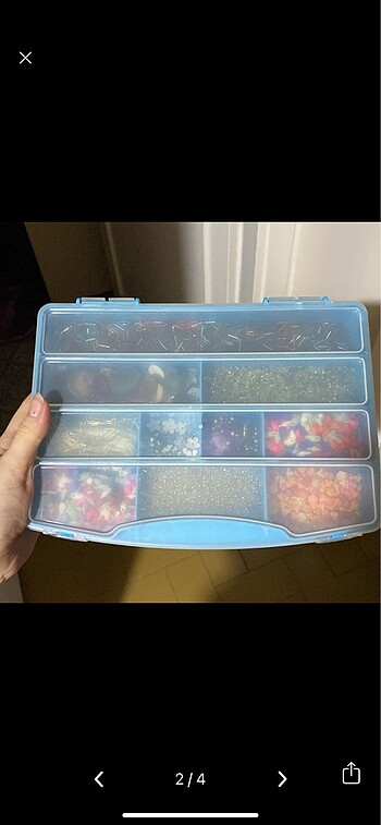  10 bölmeli kutu+çeşitli takı malzemeleri