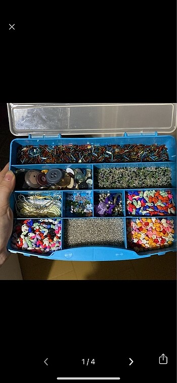 10 bölmeli kutu+çeşitli takı malzemeleri