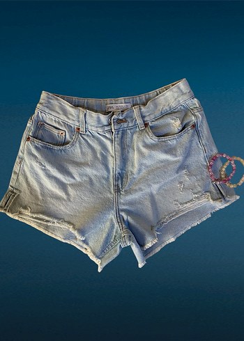 Zara Bohem Mavi Mini Denim Şort