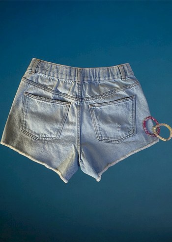 Zara Zara Bohem Mavi Mini Denim Şort