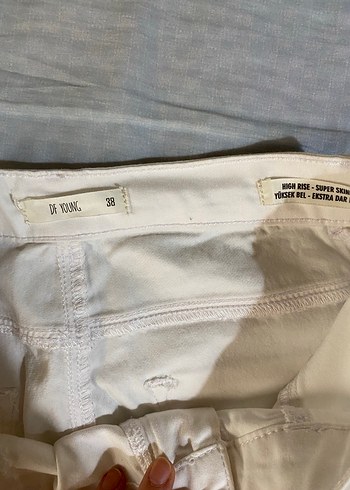 38 Beden Beyaz Kadın Skinny Pamuk Pantolon