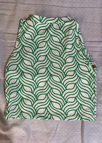 Diğer Yeşil Desenli Kısa Crop Top
