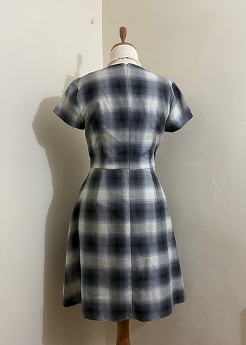 Gri Vintage Dönem Midi Elbise - Görsel 2