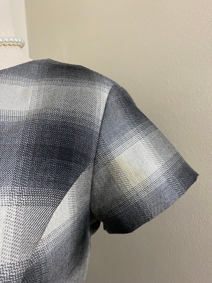 Gri Vintage Dönem Midi Elbise - Görsel 4