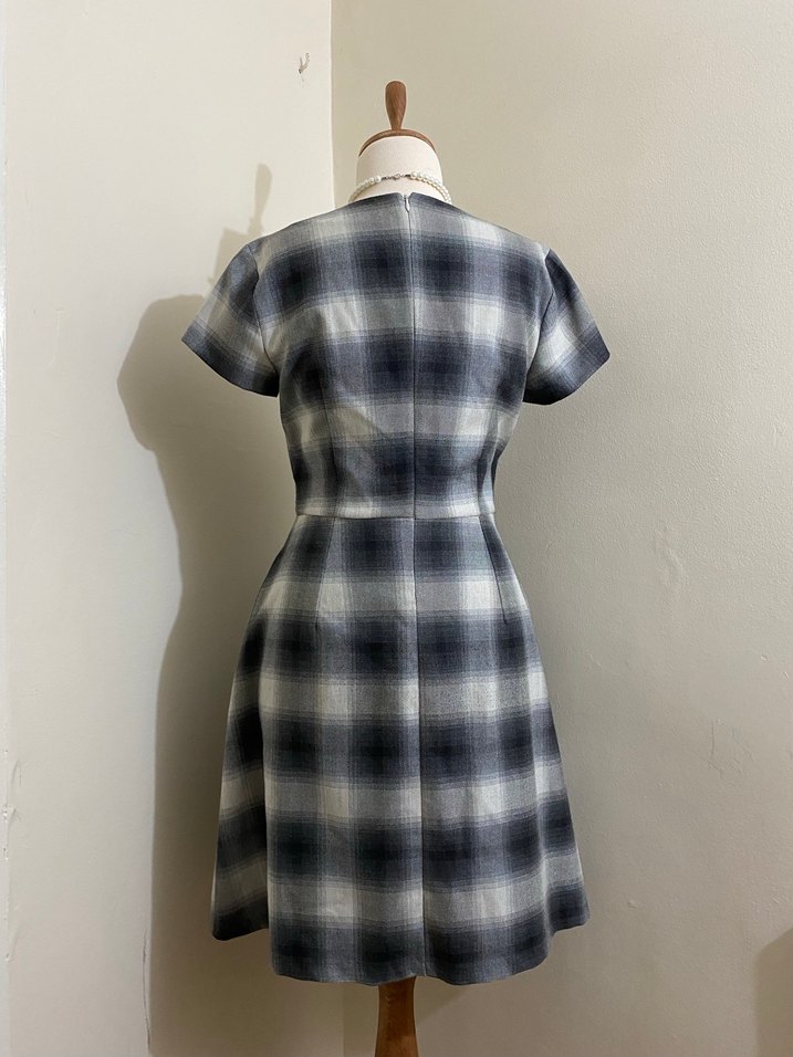 Gri Vintage Dönem Midi Elbise - Görsel 2