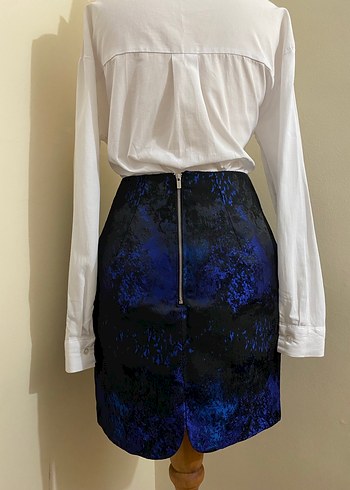 H&M Viral Saks Mavisi Etek - Görsel 4