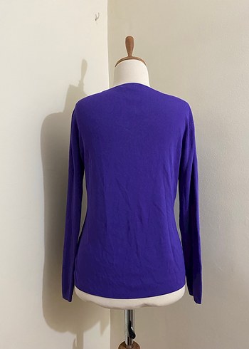 Boncuk İşlemeli Mor V Yaka Kadın Hırka - Görsel 4