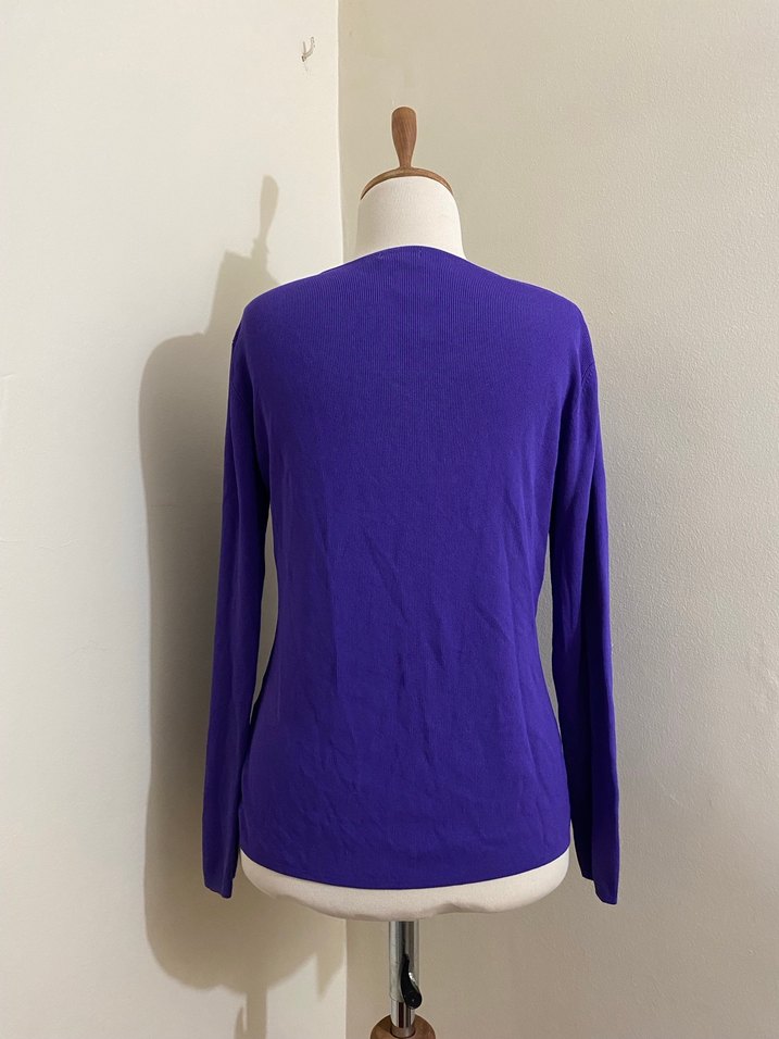 Boncuk İşlemeli Mor V Yaka Kadın Hırka - Görsel 4