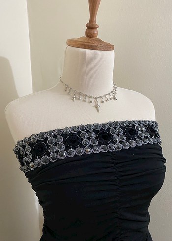 Y2K 00s İşlemeli Parti Elbisesi - Görsel 2