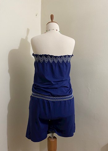 Y2K Mor Salaş Straplez Mini Tulum - Görsel 3