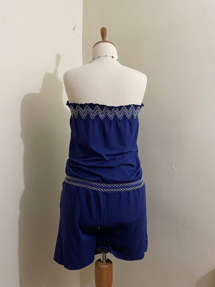 Y2K Mor Salaş Straplez Mini Tulum - Görsel 3