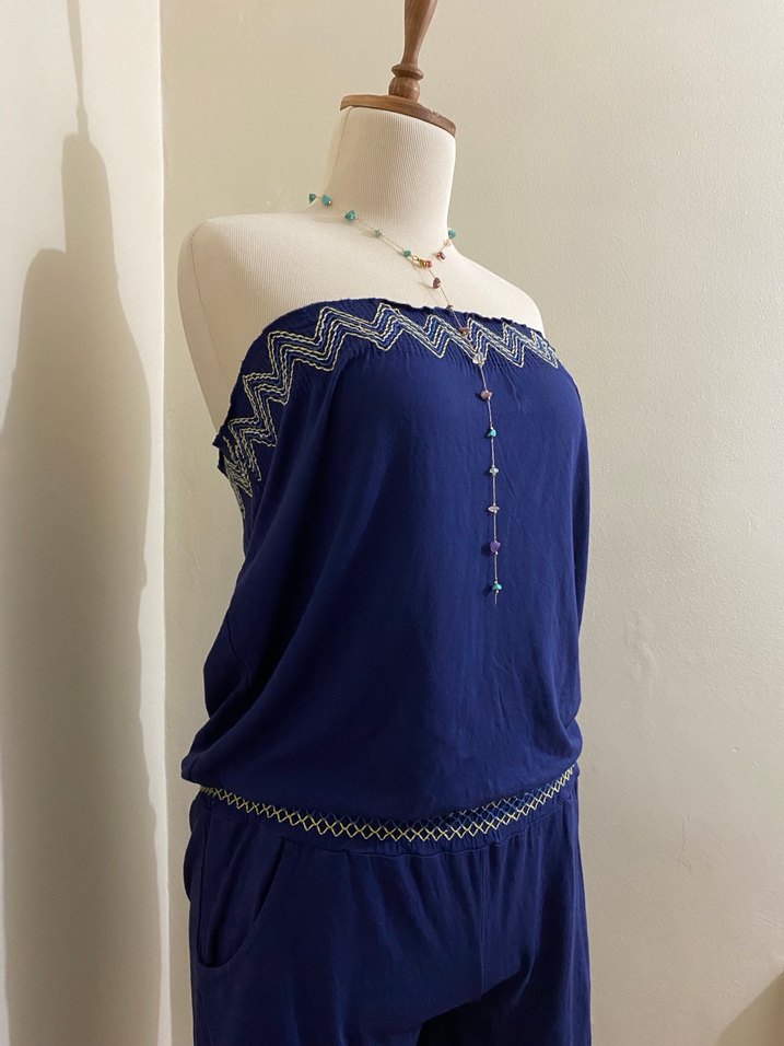 Y2K Mor Salaş Straplez Mini Tulum - Görsel 2