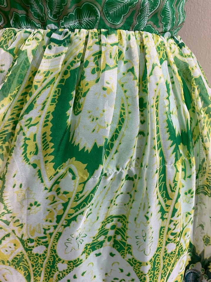 Yeşil V Yakalı Midi Bohem Elbise - Görsel 4