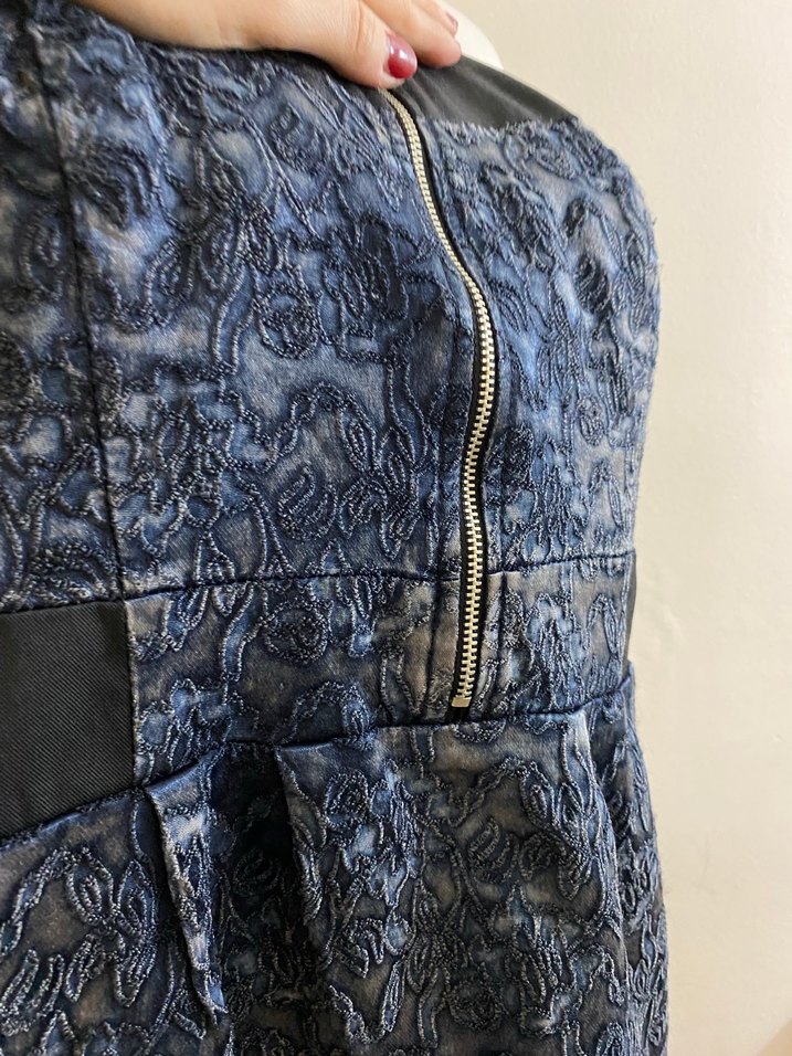 Y2K Straplez Lacivert Gotik Elbise - Görsel 4