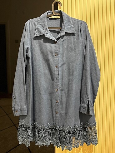 Mavi dantelli tunik