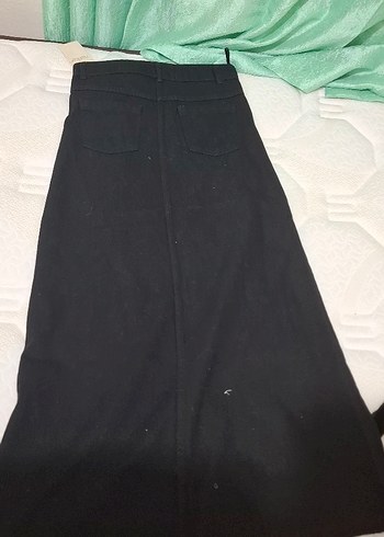 s Beden Düğmeli Siyah Uzun Kadın Etek