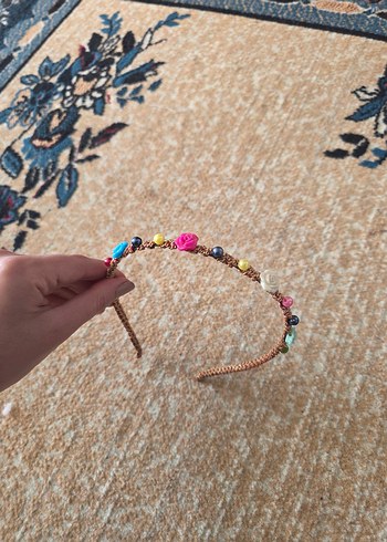 Boncuklu Bohem Örgü Saç Bandı - Görsel 2