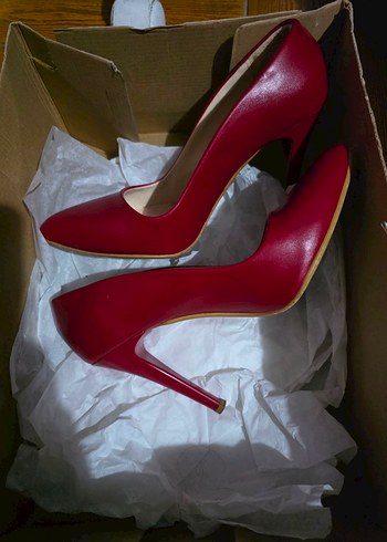 Kırmızı Stiletto Topuklu Kadın Ayakkabı - Görsel 2