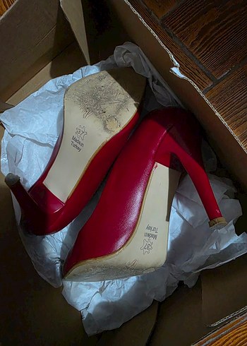 Kırmızı Stiletto Topuklu Kadın Ayakkabı - Görsel 6