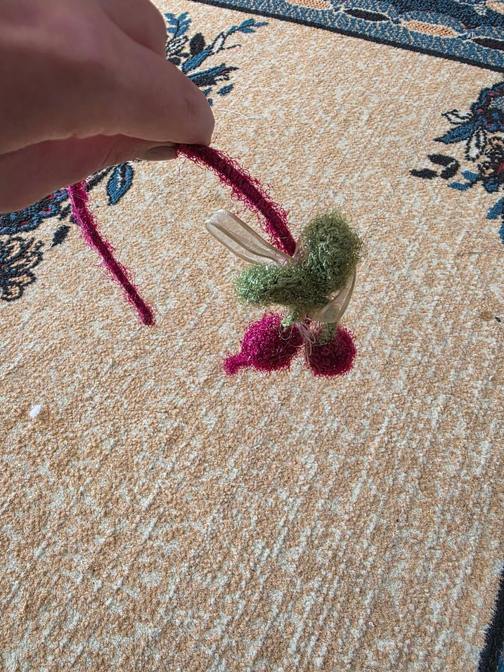 Nakışlı Örgü Çilekli Kız Saç Bandı - Görsel 3