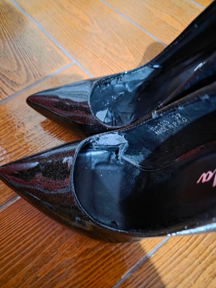 Siyah Parlak Kadın Stiletto - Görsel 5