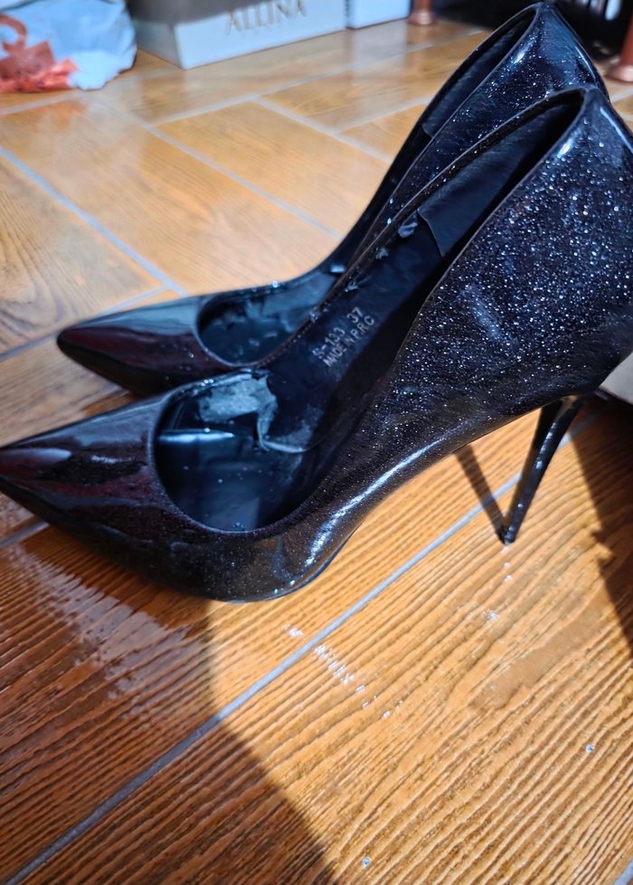 Siyah Parlak Kadın Stiletto - Görsel 4