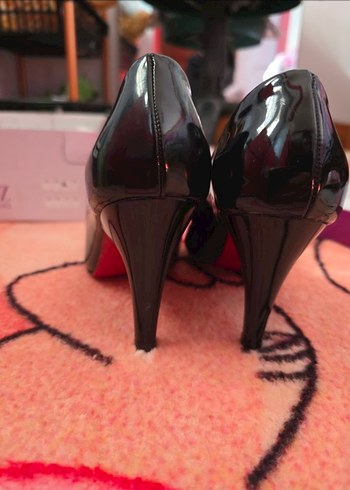 Siyah Rugan Stiletto Topuklu Ayakkabı - Görsel 7