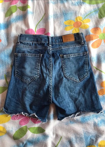 Kadın Mavi Kısa Kot Şort - Görsel 6