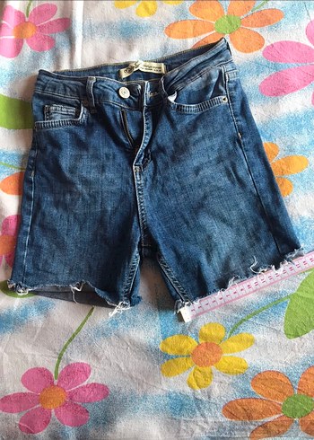 Kadın Mavi Kısa Kot Şort - Görsel 5