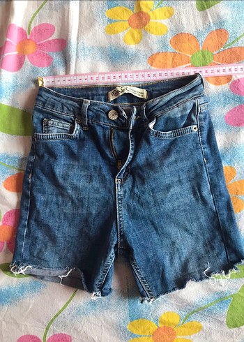 Kadın Mavi Kısa Kot Şort - Görsel 2