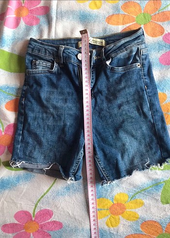 Kadın Mavi Kısa Kot Şort - Görsel 3