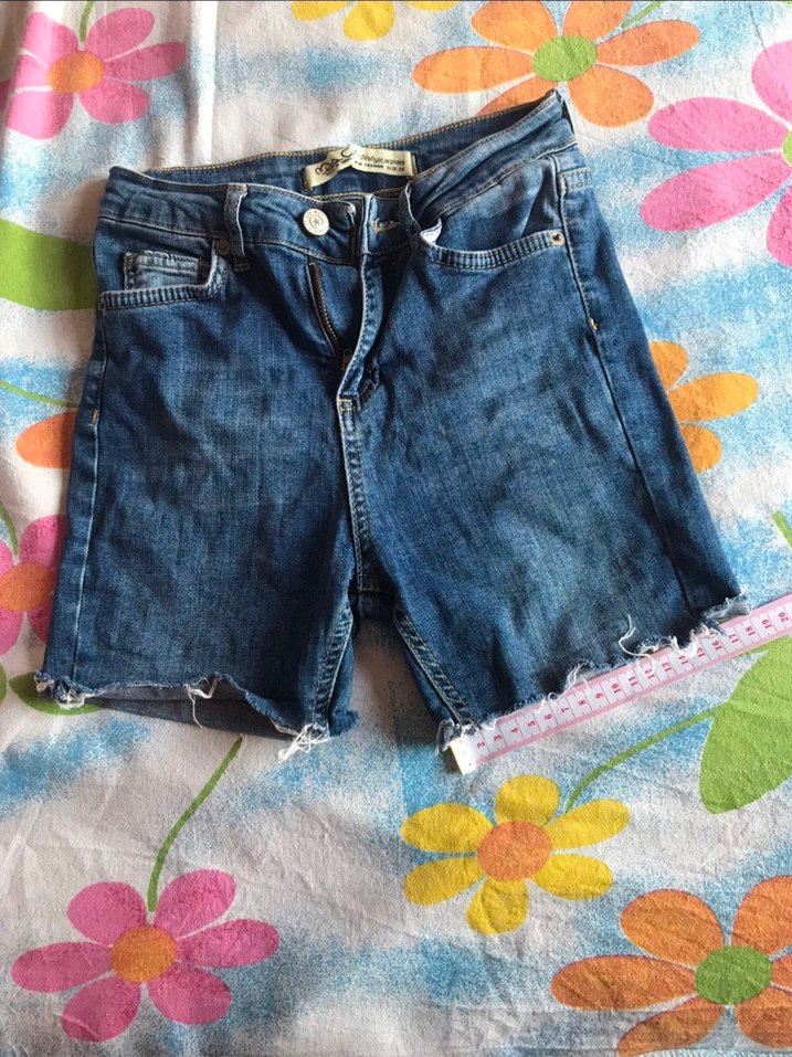 Kadın Mavi Kısa Kot Şort - Görsel 5