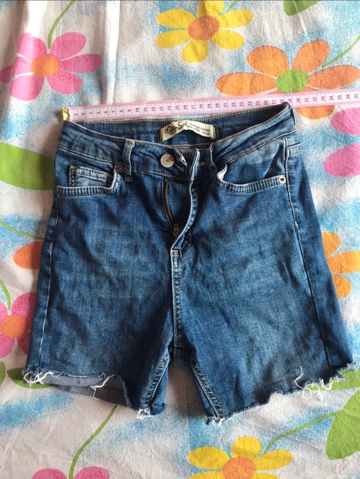 Kadın Mavi Kısa Kot Şort - Görsel 2