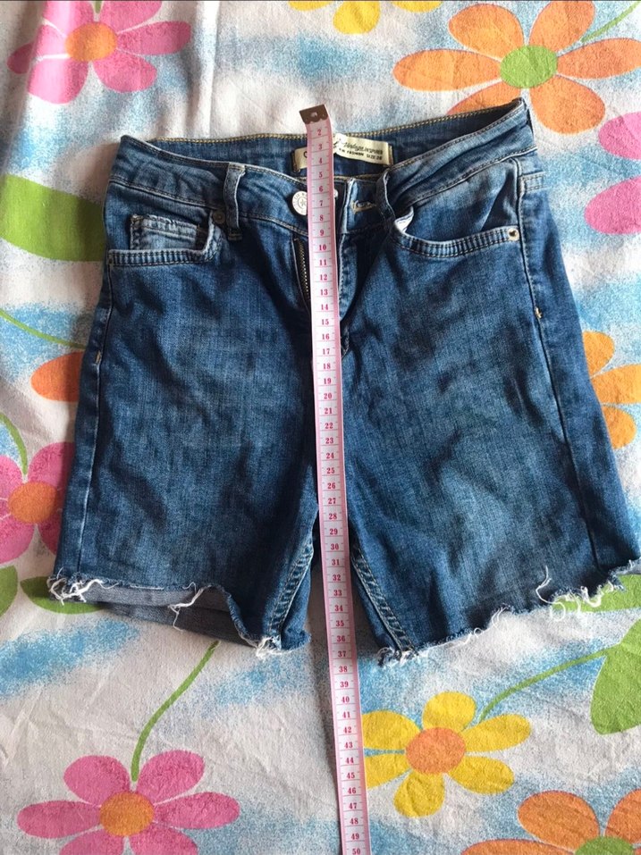 Kadın Mavi Kısa Kot Şort - Görsel 3