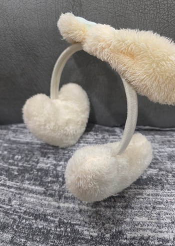 Beyaz Peluş Kulaklık Saç Bandı - Görsel 3