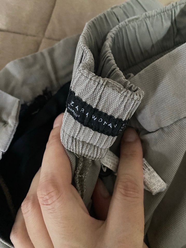 Gri Midi Keten Salaş Pantolon - Görsel 3