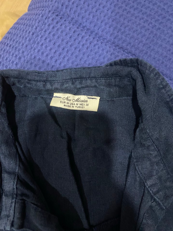 Düğmeli Lacivert Keten Kadın takım - Görsel 2