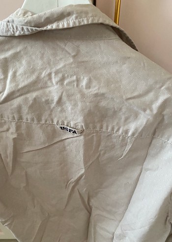 Bej Keten Düğmeli Uzun Kollu Gömlek - Görsel 6